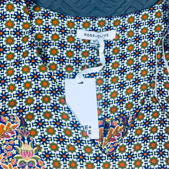 NEW Rose & Olive Floral Peasant Blouse Plus Size 3X - Picture 3 of 5